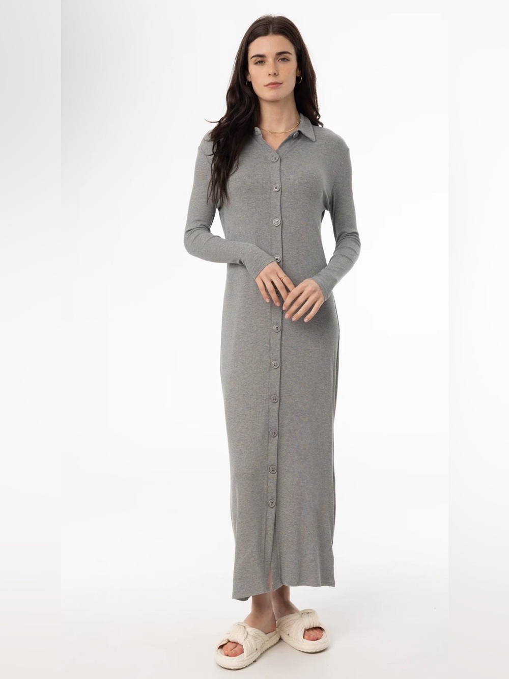 Dress Blank Gray Cardi Maxi Dress